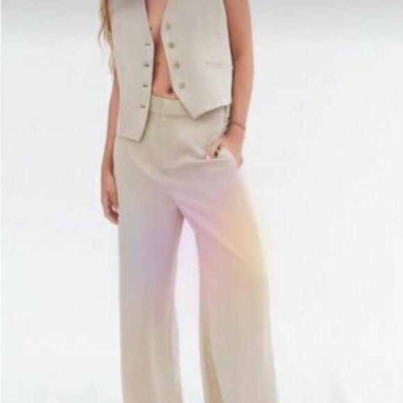 Zara Tan Wide Leg Pants High Waisted Pants Size M - Picture 1 of 14
